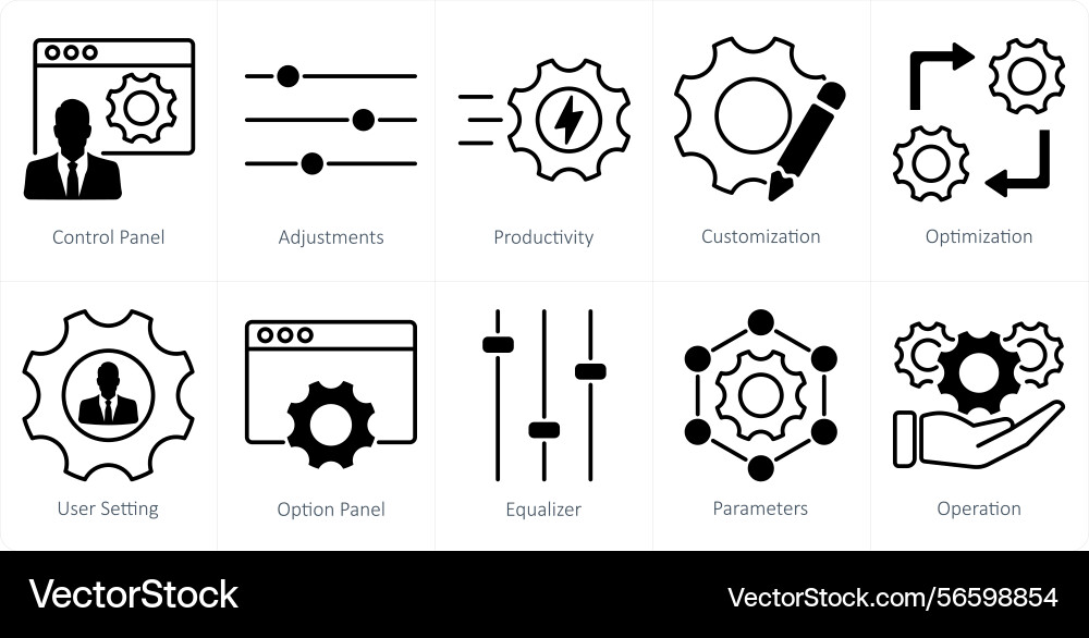 A set of 10 settings and configuration icons vector image