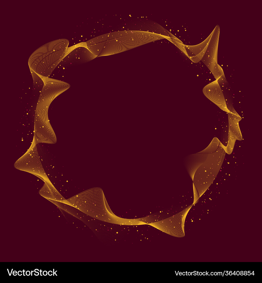 Abstract illuminated yellow dynamic circle waves Vector Image