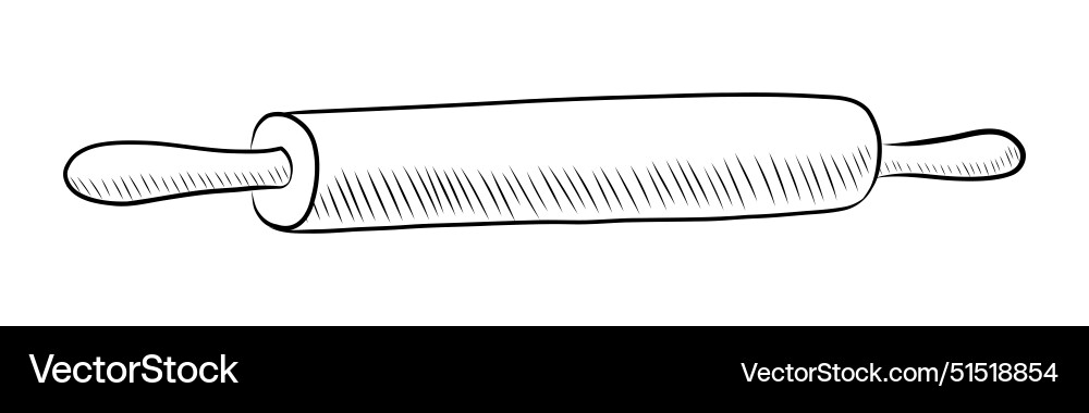 Black white contour drawing of a rolling pin Vector Image