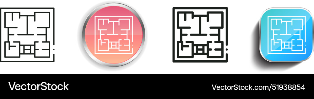 Building plan icon thin linear regular and button vector image