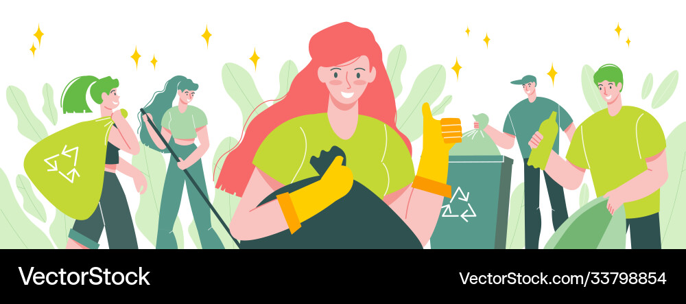Garbage sorting horizontal composition vector image
