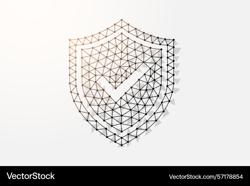 Shield with check mark 3d low poly symbol Shield with check mark 3d low poly symbol Vector Image