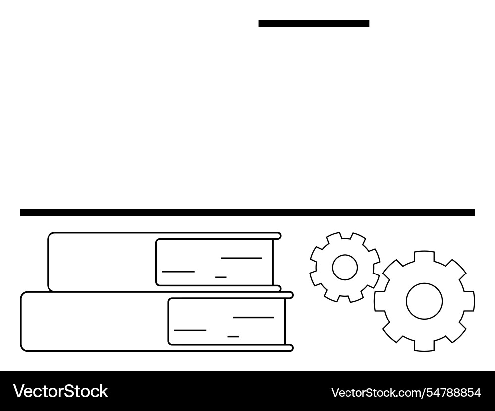 Stack of books with gears symbolizing knowledge Vector Image