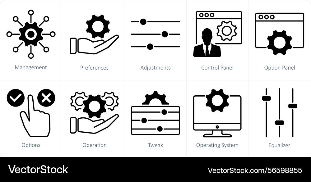 A set of 10 settings and configuration icons vector image