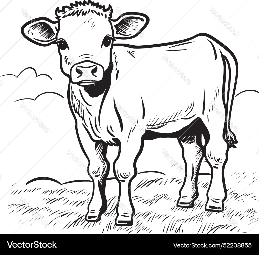 Coloring extravaganza cartoon cow emblem Vector Image