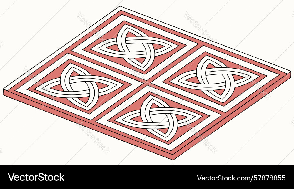 Isometric square tile with interlocking knot Vector Image