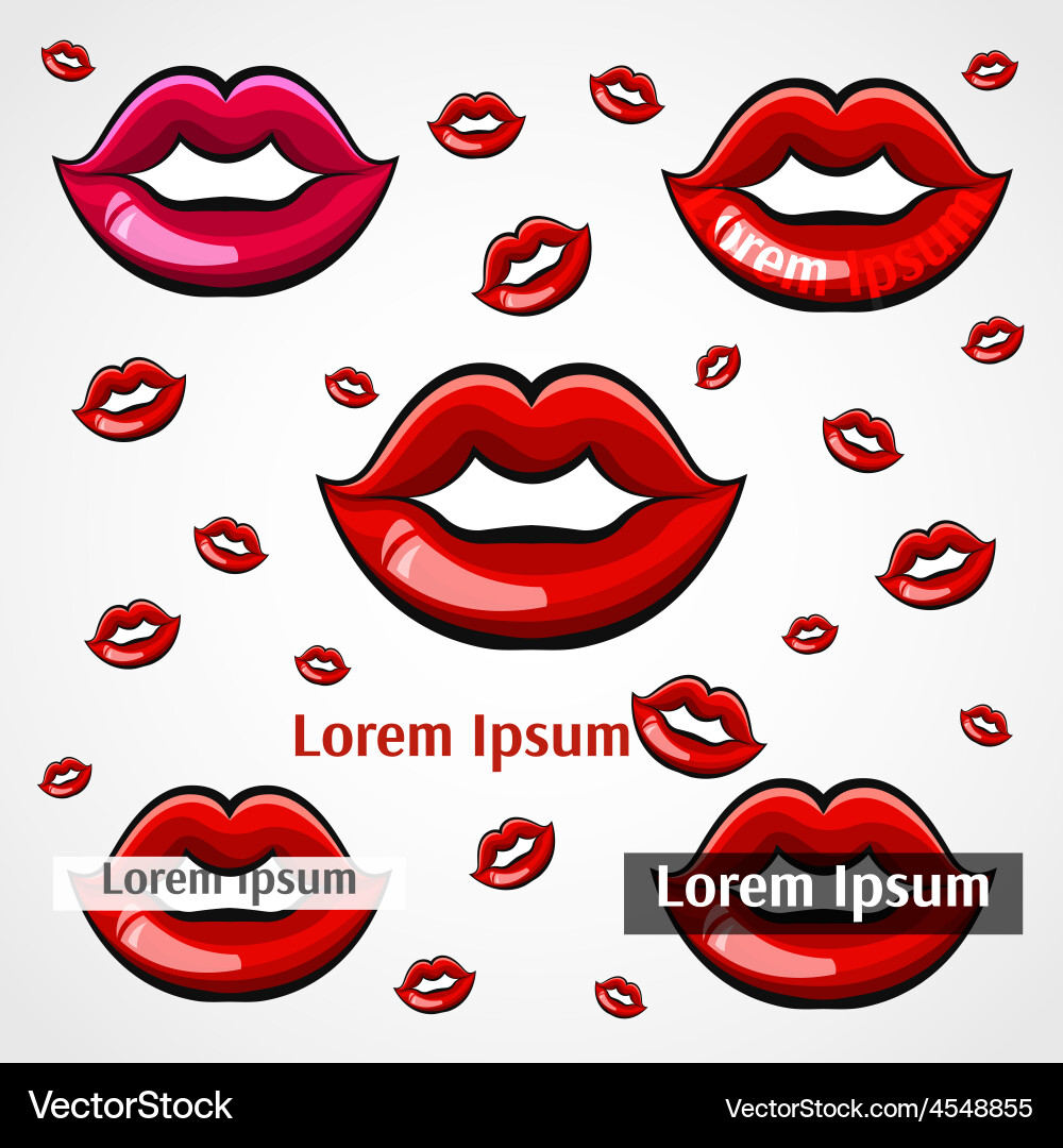 Set of lips templates for the text and design vector image
