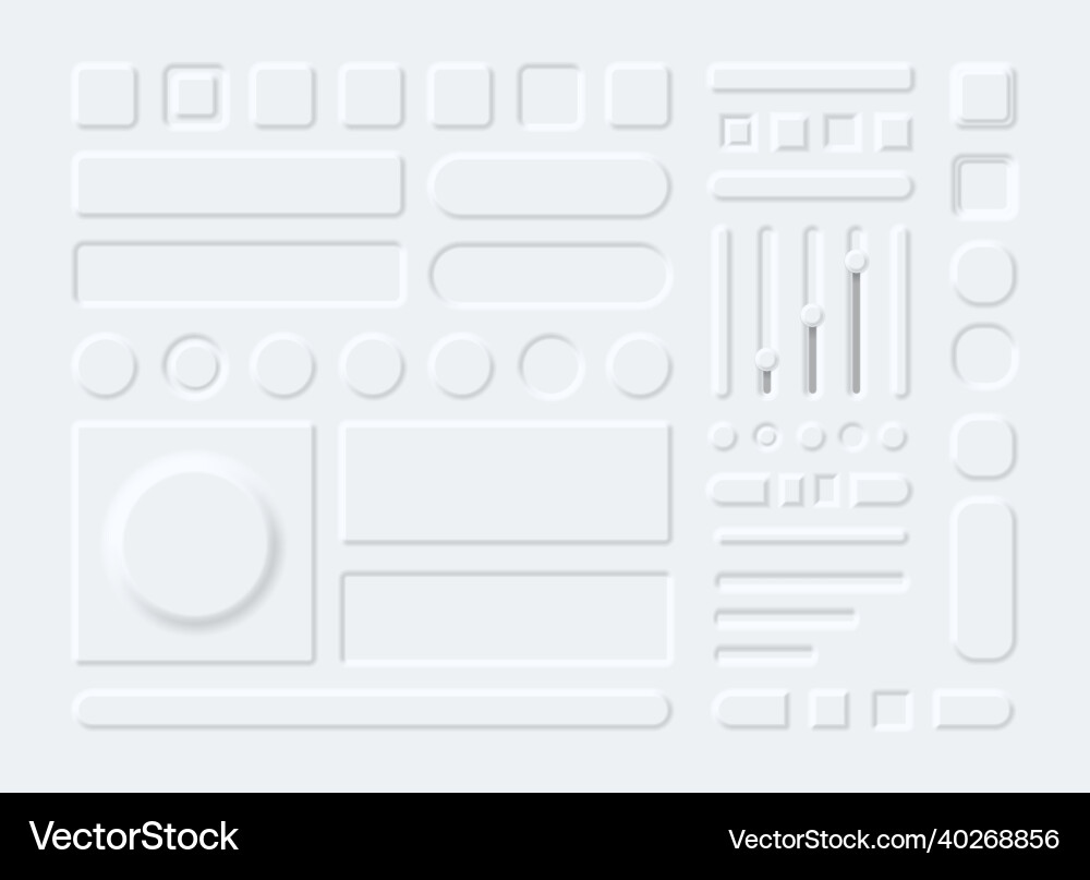 3d interface elements buttons menu and sliders vector image