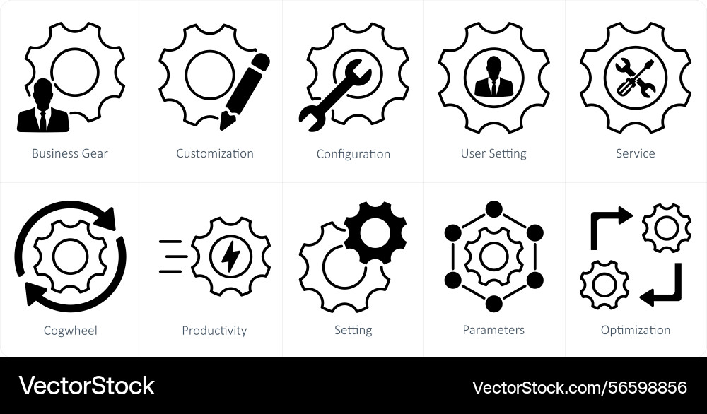 A set of 10 settings and configuration icons vector image