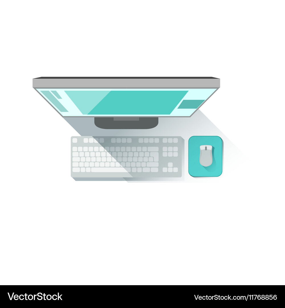 Computer screen keyboard and mouse office worker Vector Image