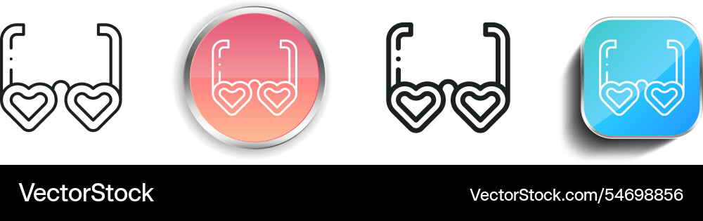 Heart glasses icon thin linear regular and button Heart glasses icon thin linear regular and button vector image