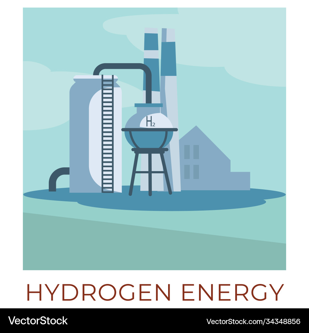 Hydrogen energy plant generating power eco vector image