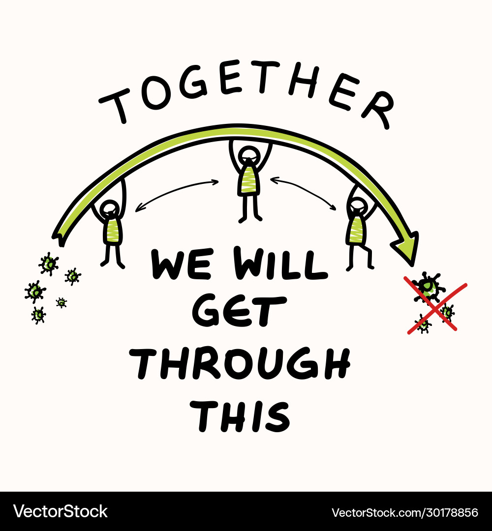 In this together corona virus covid19 19 stickman In this together corona virus covid19 19 stickman vector image