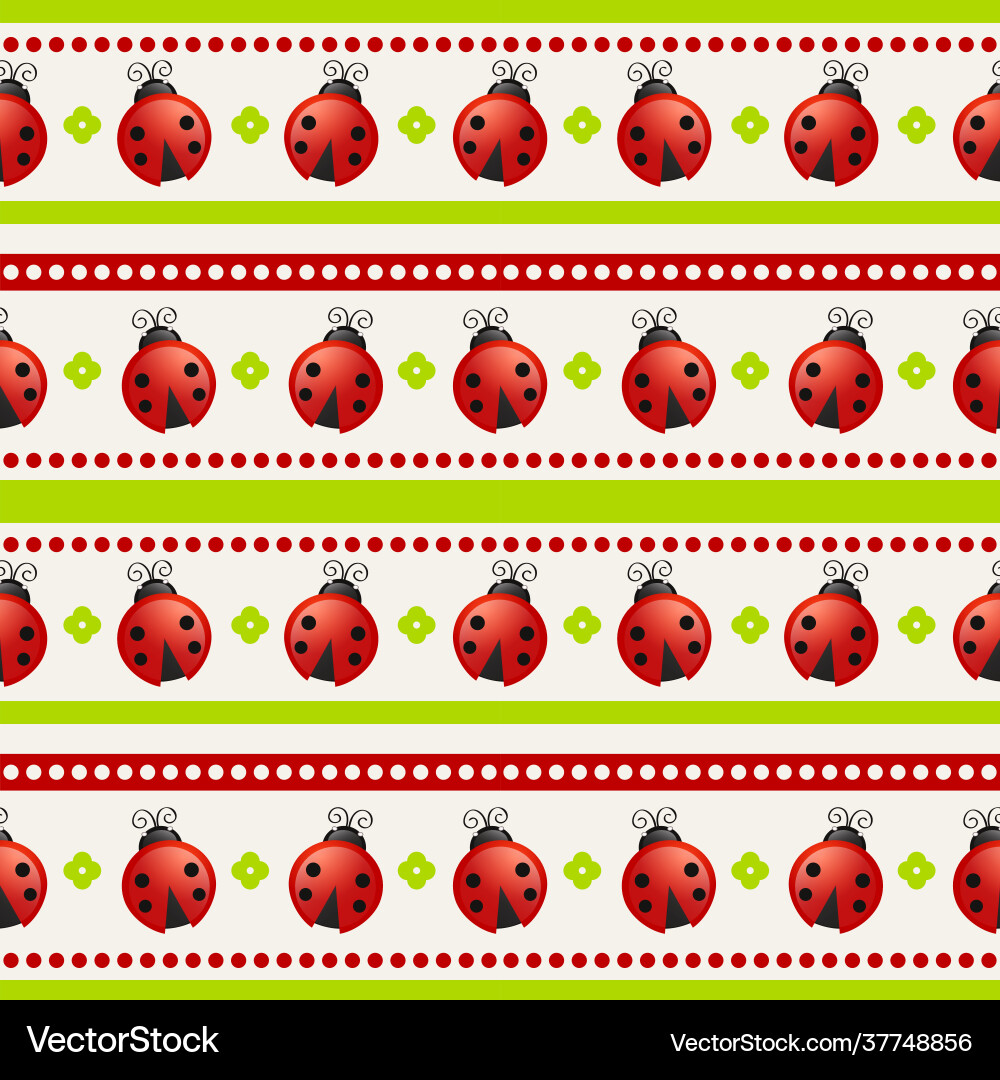 Seamless background with ladybugs pattern vector image