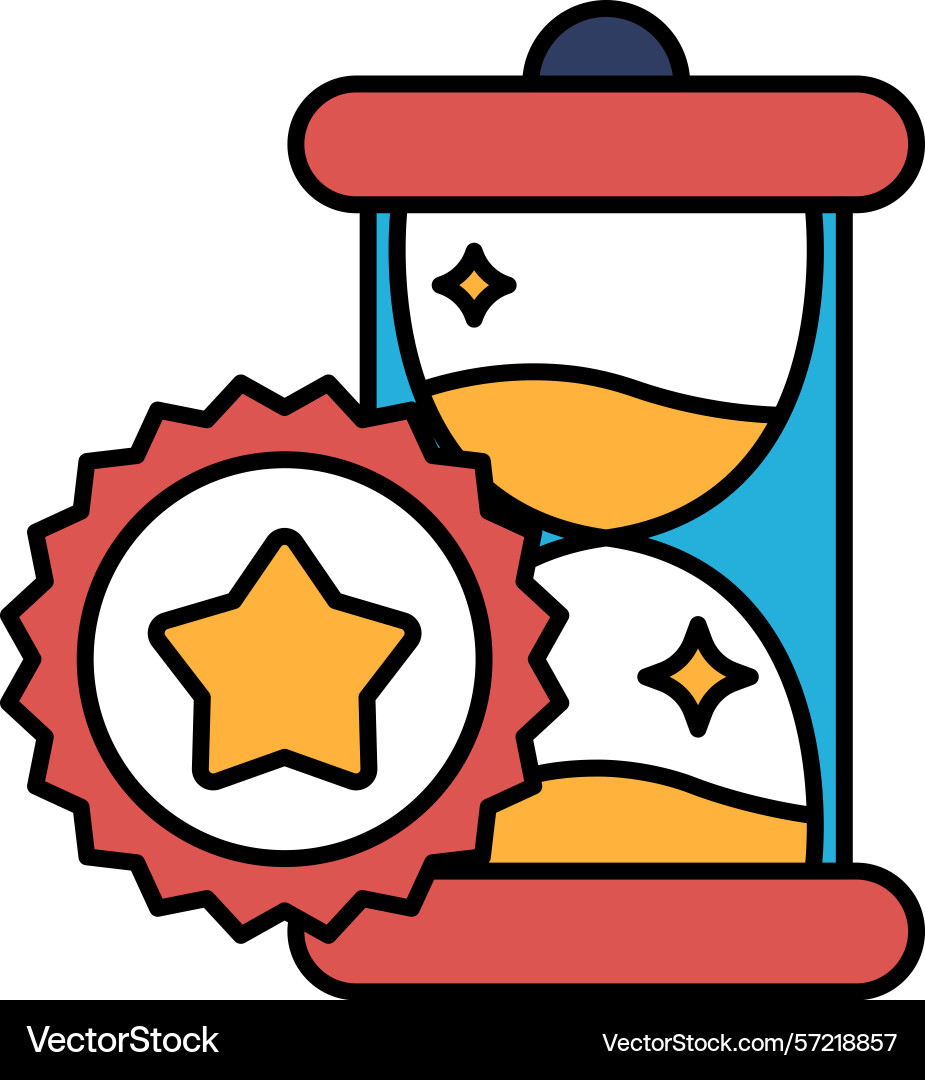 A clock with star on it and timer A clock with star on it and timer vector image