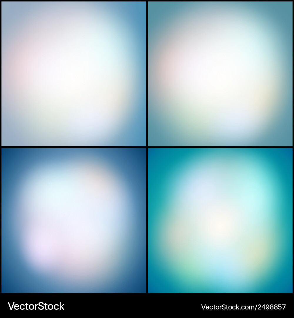 Abstract set of multicolored backgrounds defocused vector image