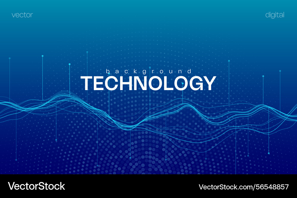 Ai blue tech abstract background with wavy lines Vector Image