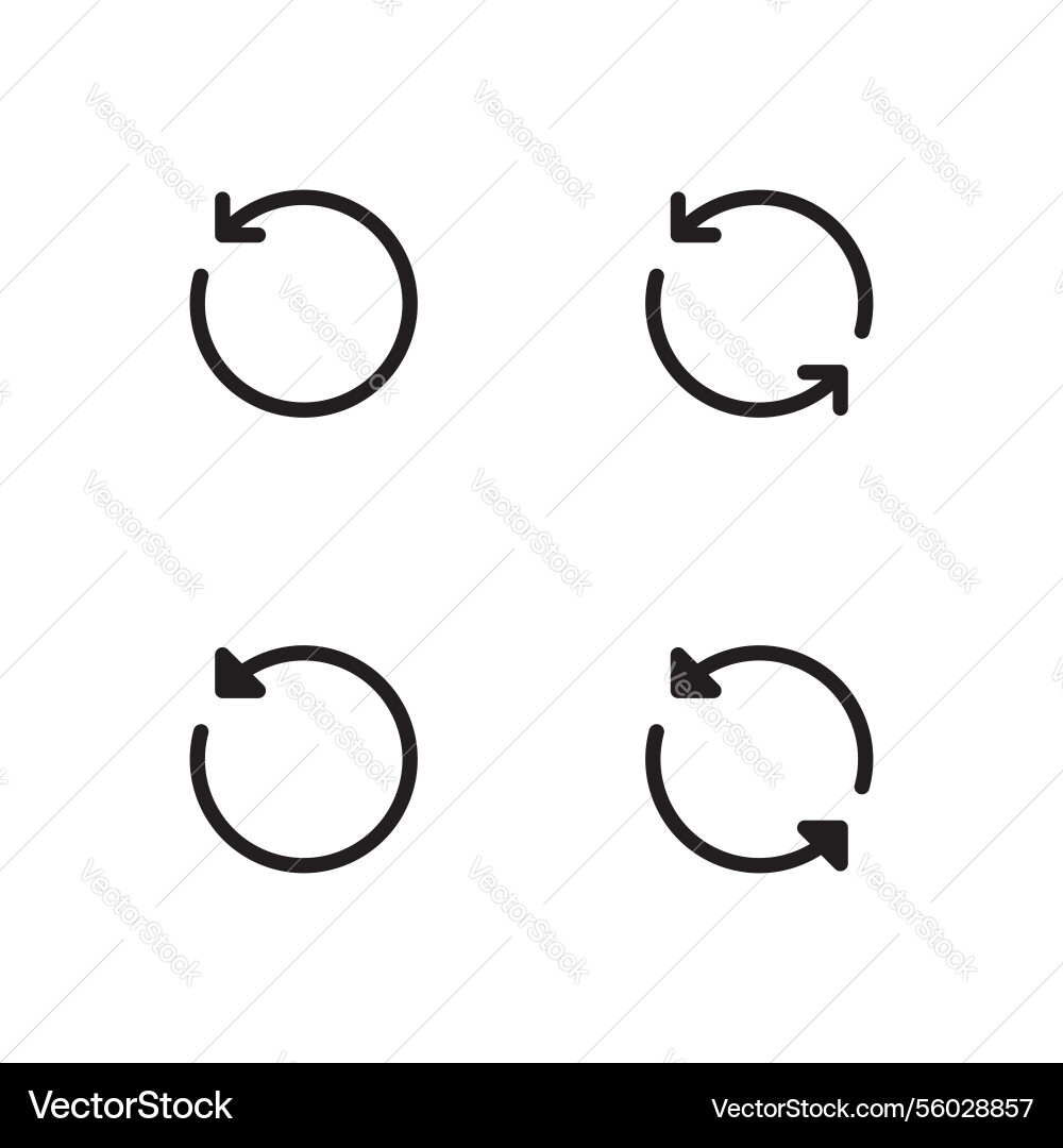 Circle arrow icon set rotate refresh Circle arrow icon set rotate refresh vector image