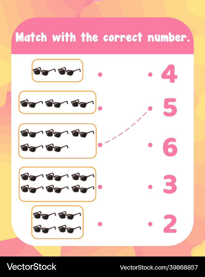 Count and match numbers math worksheet template Count and match numbers math worksheet template vector image
