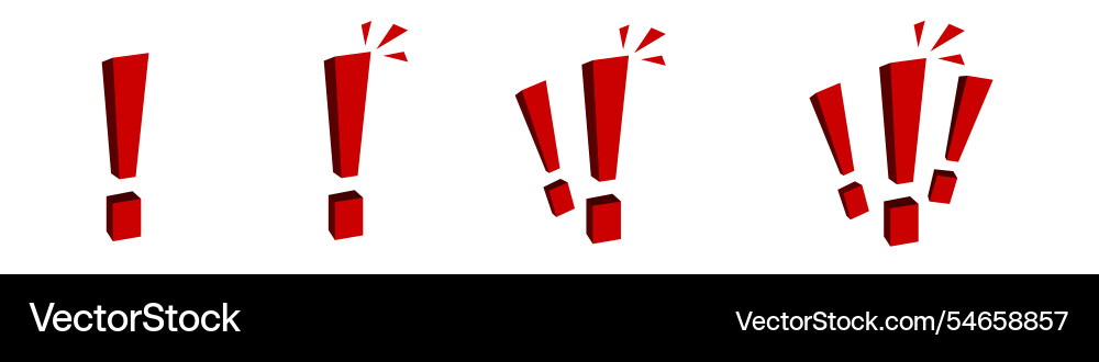 Four red exclamation marks in different angles vector image