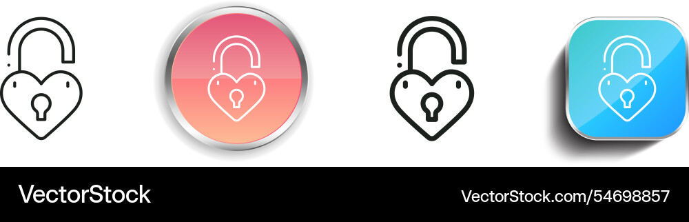 Heart lock icon thin linear regular and button Heart lock icon thin linear regular and button vector image