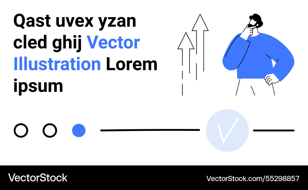 Man contemplating growth with arrows checkbox Man contemplating growth with arrows checkbox vector image