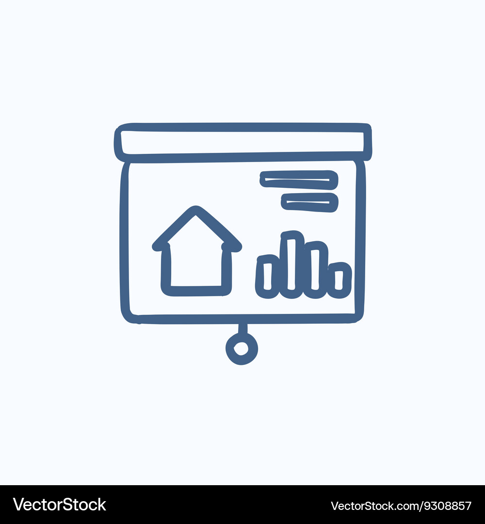 Presentation on projector screen sketch icon Vector Image