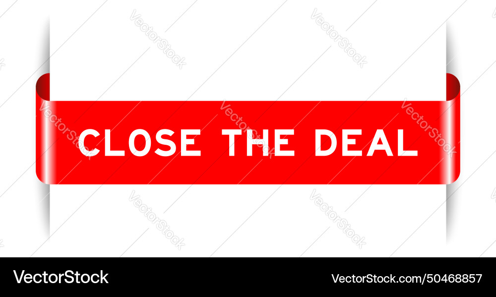 Red color inserted label banner with word close vector image