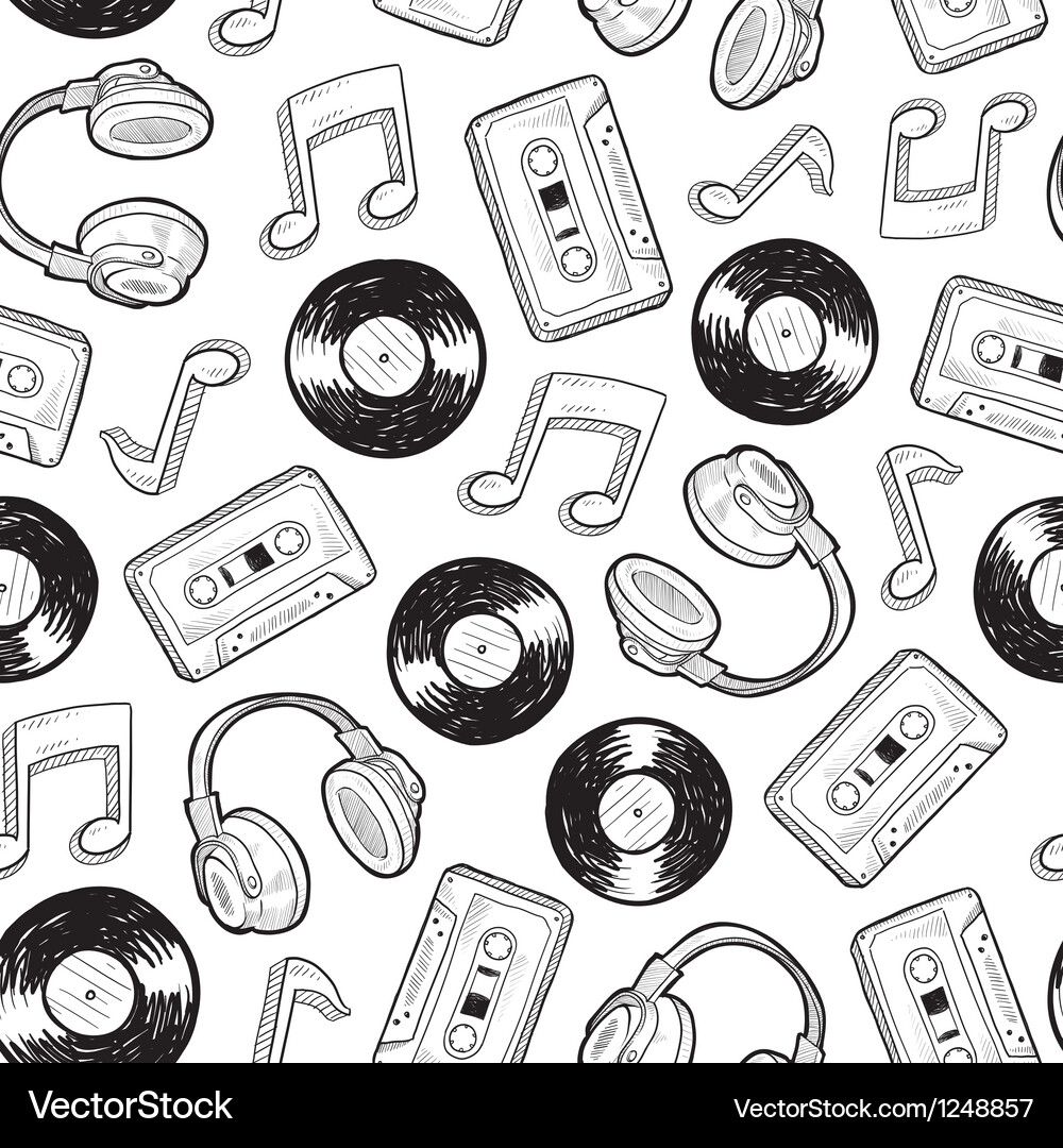 Retro Music Tape Pattern Vector Image