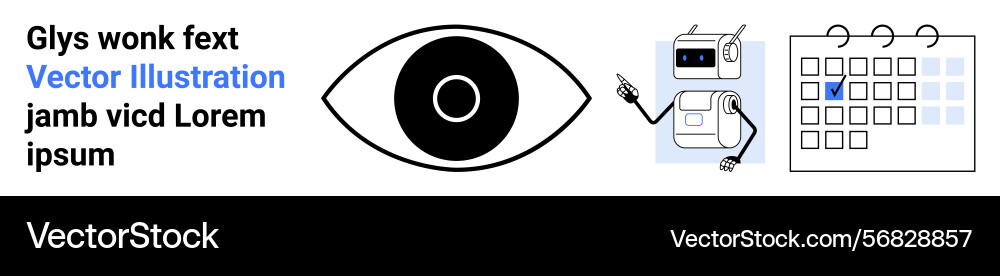 Robot pointing at a calendar with checkmark Robot pointing at a calendar with checkmark vector image