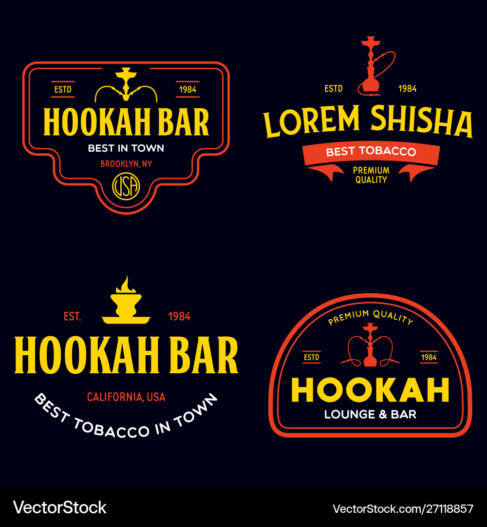 Set hookah labels badges and design elements Set hookah labels badges and design elements vector image