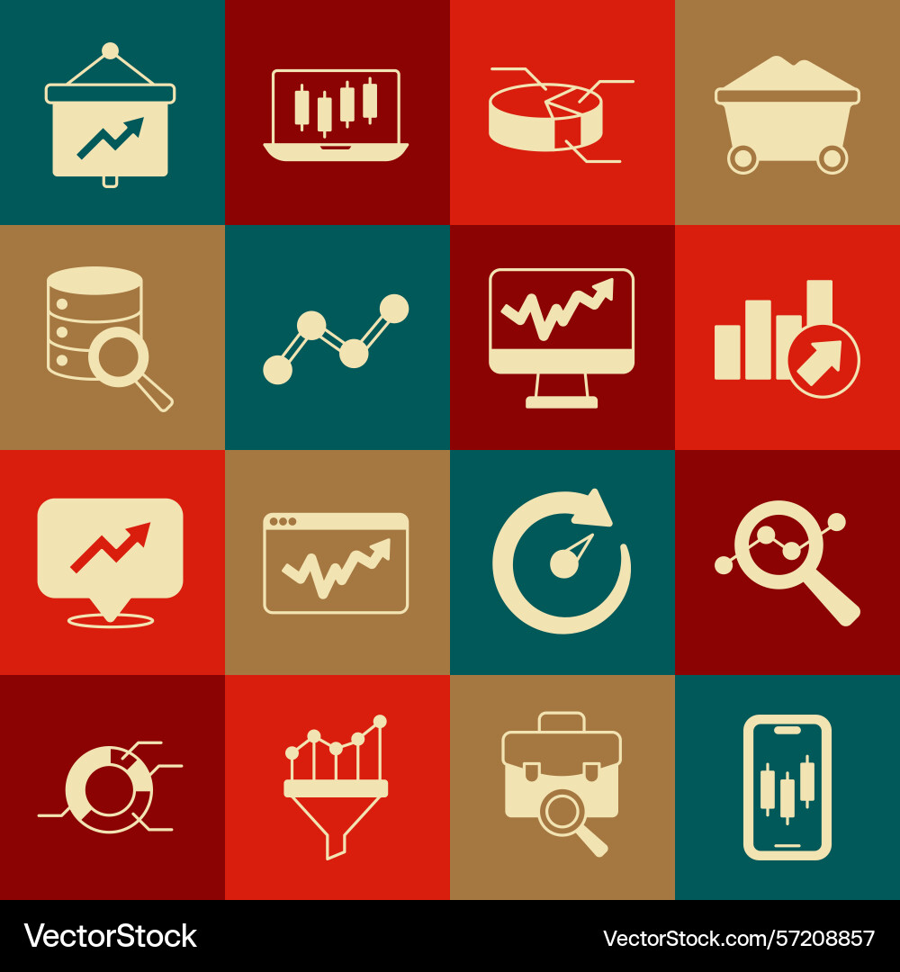 Set mobile stock trading search data analysis Vector Image
