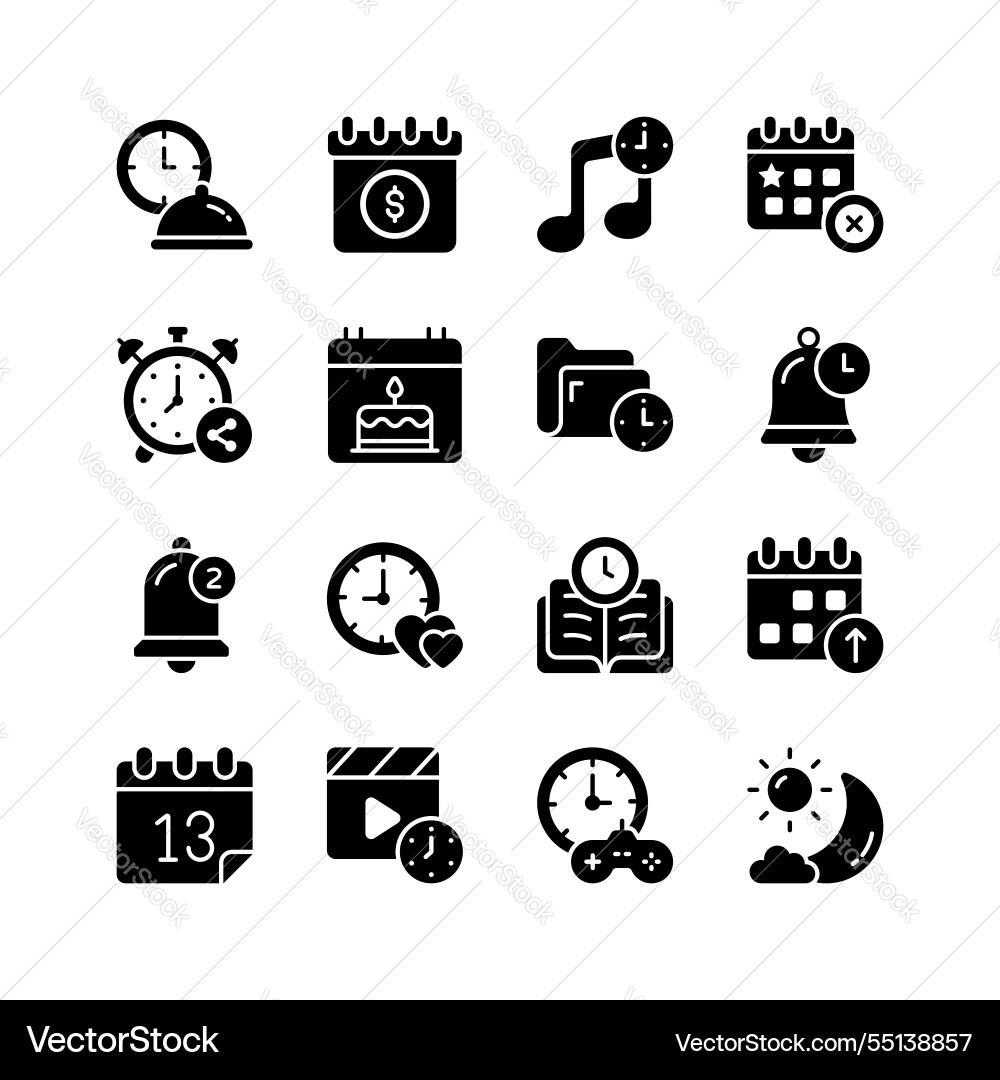 Set of icons for scheduling time management Set of icons for scheduling time management vector image