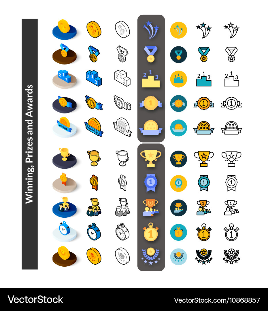 Set of icons in different style - isometric flat vector image