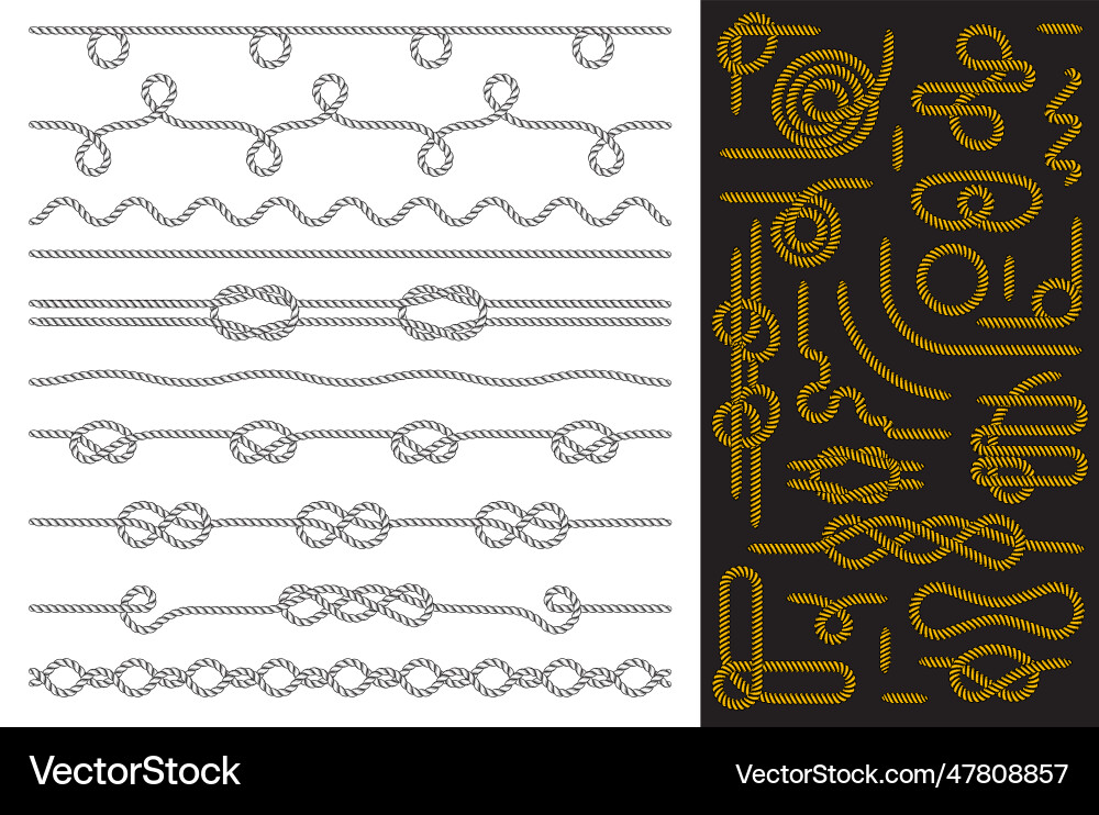 Set of outline ropes patterns for use as brush vector image