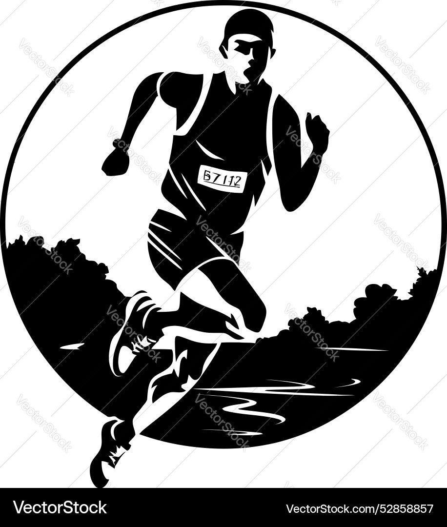 Swift stride running side view emblem sprint Vector Image