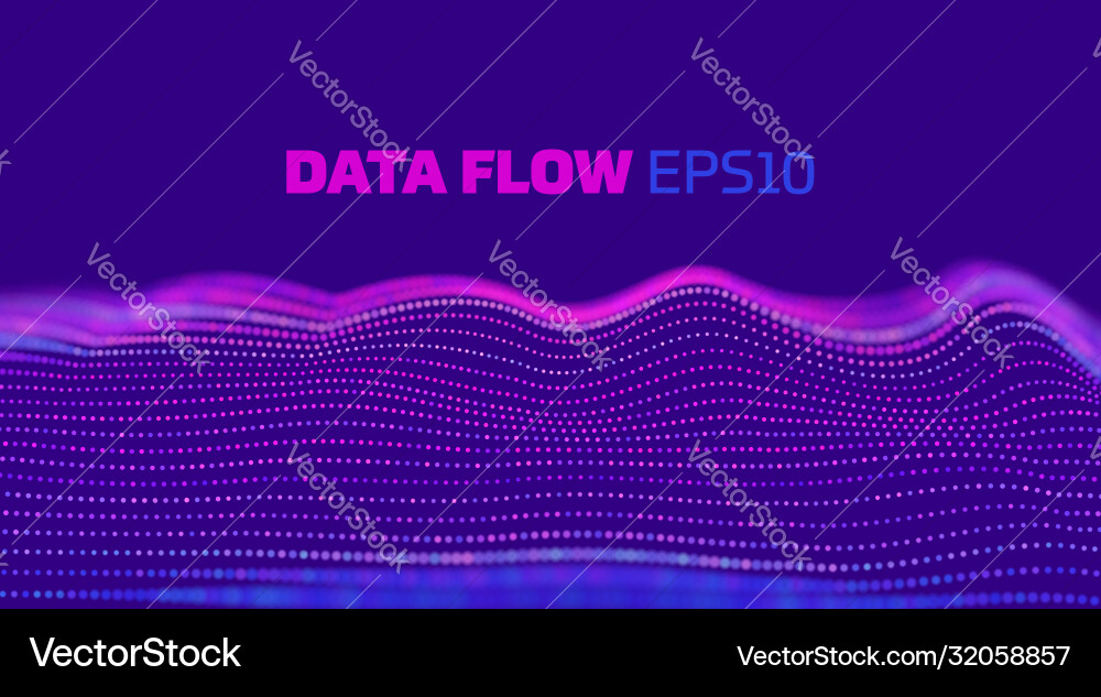 Wave abstract data flow mesh particle Wave abstract data flow mesh particle vector image