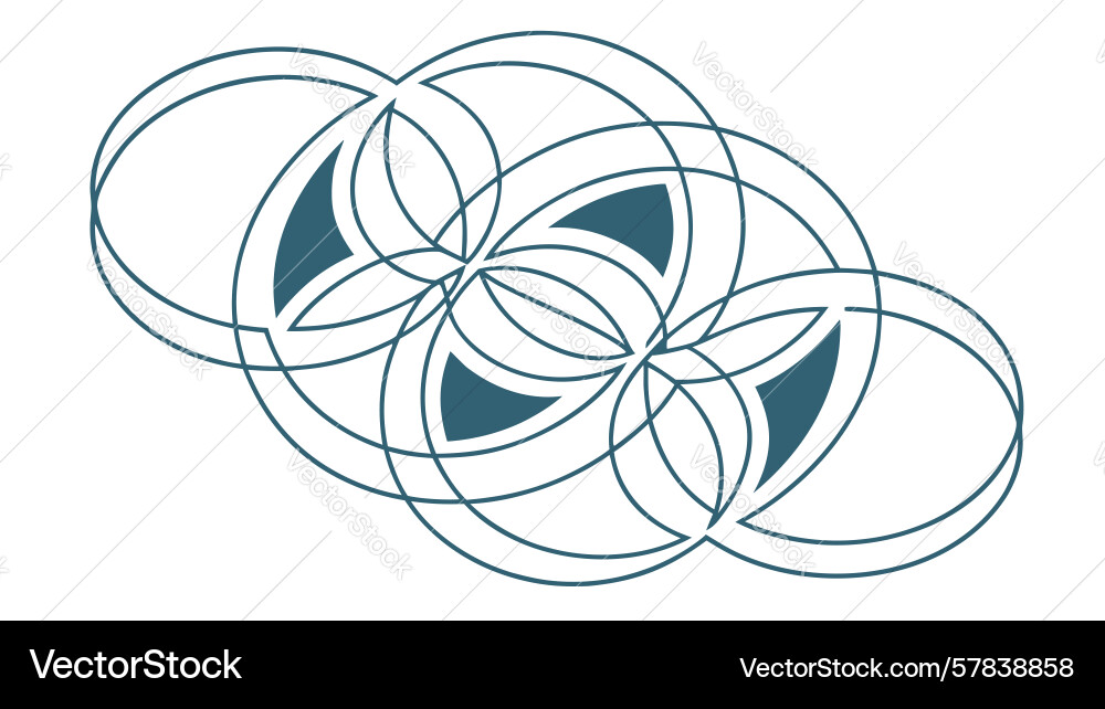 Abstract interlocking circles pattern in blue vector image