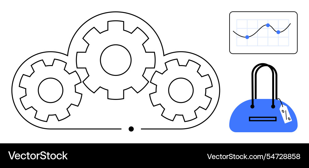Cloud computing with gear mechanism data analysis Cloud computing with gear mechanism data analysis vector image