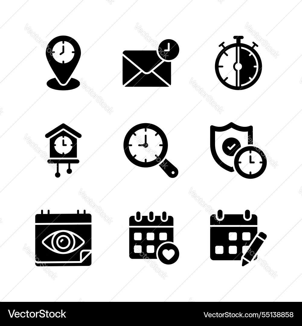 Collection of time management and scheduling icons Collection of time management and scheduling icons Vector Image