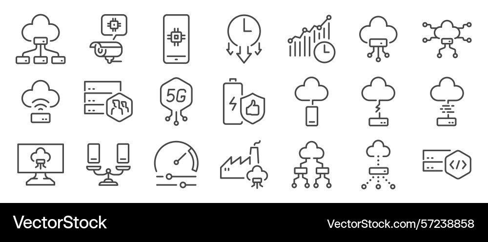 Edge computing icon set it included cloud iot Edge computing icon set it included cloud iot vector image