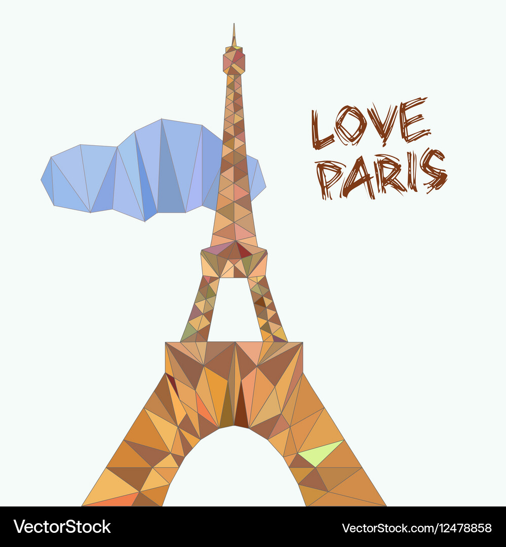 Eiffel tower in low poly Vector Image