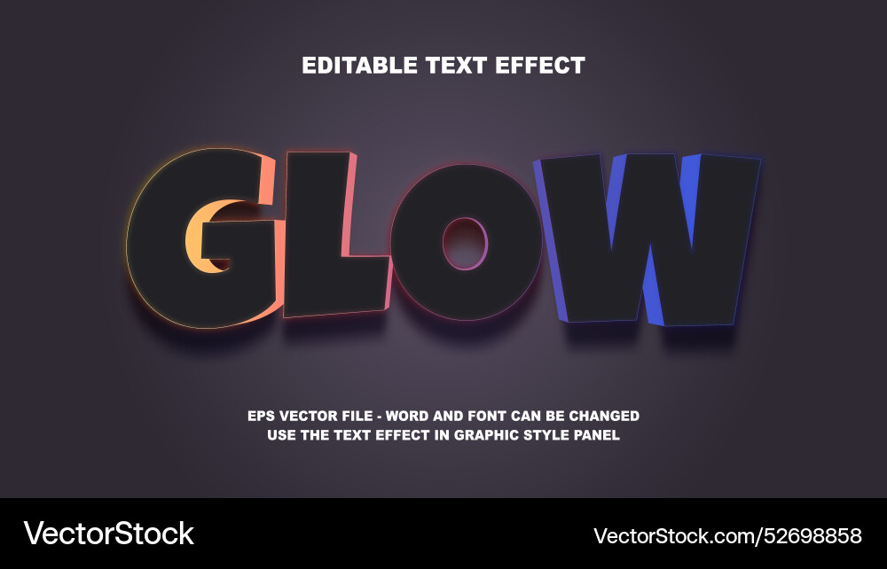 Glow Text Effect - 3D Typography Template vector image