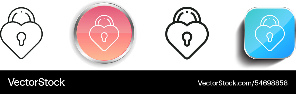 Heart lock icon thin linear regular and button Heart lock icon thin linear regular and button vector image