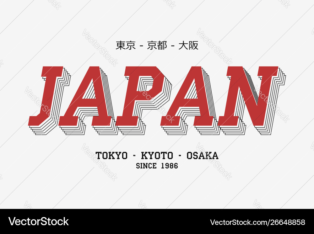 Japan slogan for t shirt asian citys tee vector image