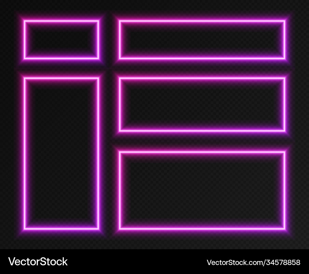 Neon gradient rectangular frames set collection Neon gradient rectangular frames set collection vector image