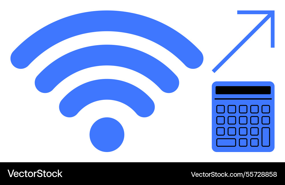 Wireless signal with calculator and arrow Wireless signal with calculator and arrow vector image