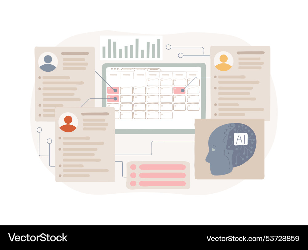 Ai-driven employee scheduling abstract concept Ai-driven employee scheduling abstract concept Vector Image