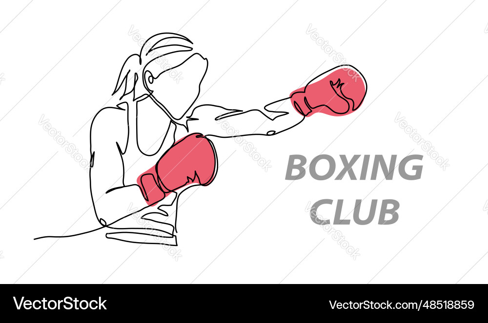 Boxing woman one continuous Boxing woman one continuous vector image