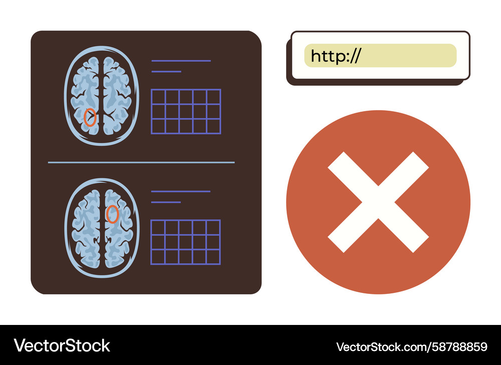 Brain scan results with highlighted sections web Brain scan results with highlighted sections web Vector Image